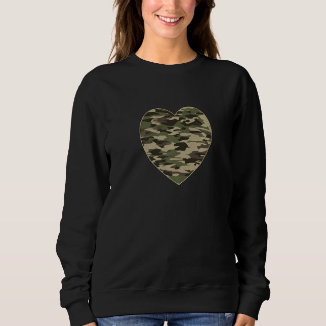 Sweatshirt Heart Camoflauge Halloween Costumes Camo Military  (Devant)