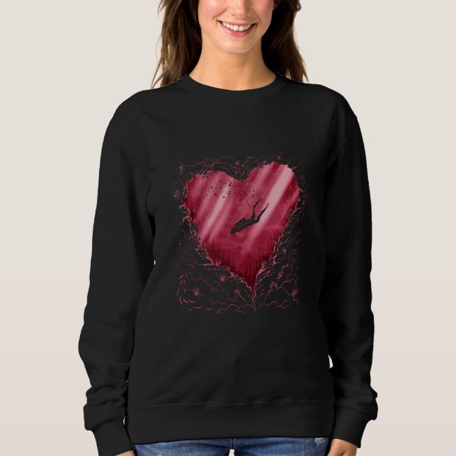 Sweatshirt Heart Scuba Diving Diver Ocean Valentines Day Moth (Devant)