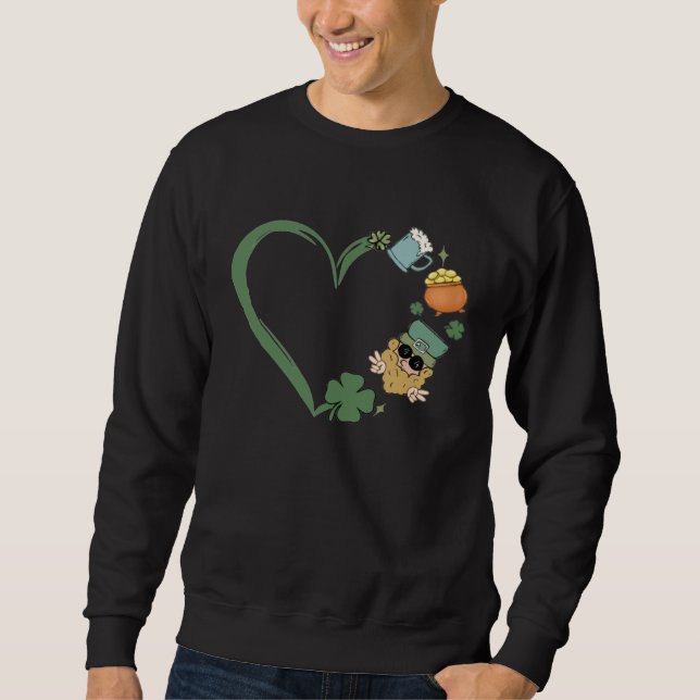 Sweatshirt Heart Shaped Saint Patrick Day Retro Present For W (Devant)