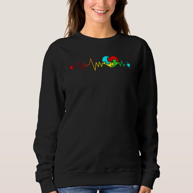 Sweatshirt Heartbeat Autistic Heart Love Puzzle Pièces Autism (Devant)