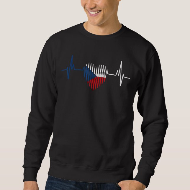 Sweatshirt Heartbeat Tchèque Drapeau République tchèque (Devant)