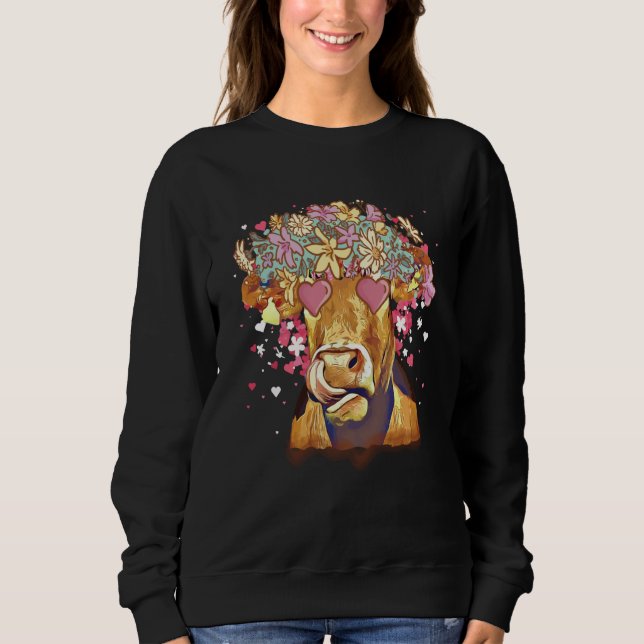 Sweatshirt Heifer Valentines Day Western Highland Cow  3 (Devant)