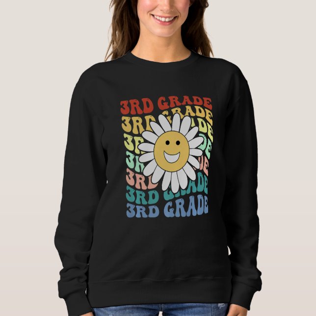 Sweatshirt Hello 3rd Third Grade Teacher Back To School Retro (Devant)