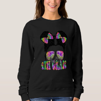 Sweatshirt Hello 4th Fourth Grade Messy Bun Back To School Ti