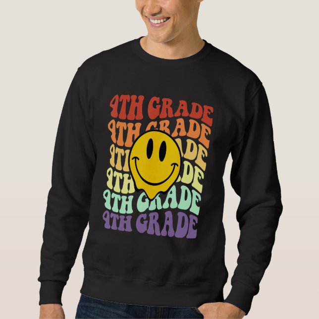 Sweatshirt Hello 4th Fourth Grade Teacher Back To School Retr (Devant)