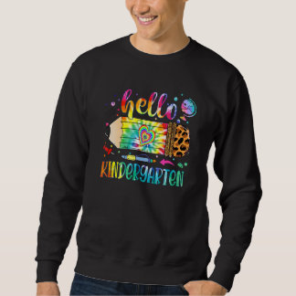 Sweatshirt Hello Kindergarten Leopard Pencil Tie Dye Back To 