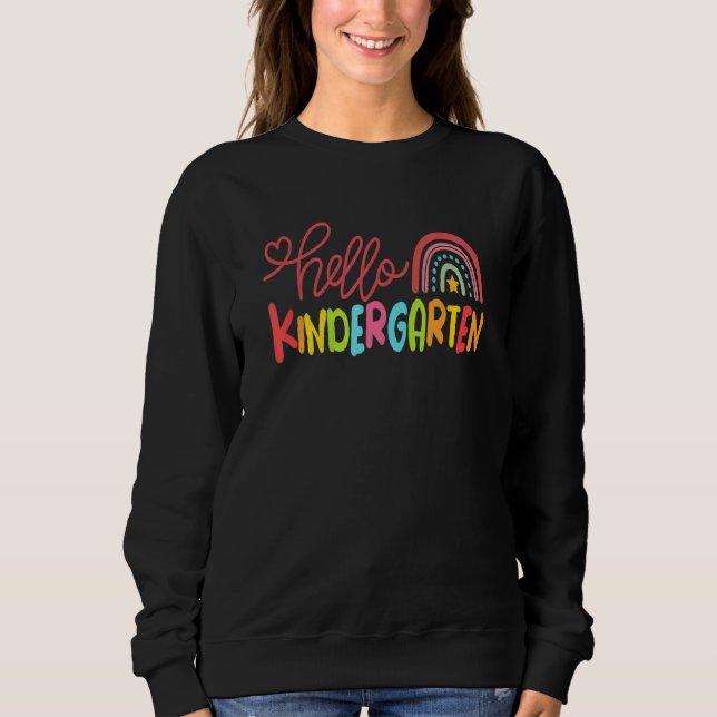 Sweatshirt Hello Kindergarten School Teacher Kids Funny Back  (Devant)