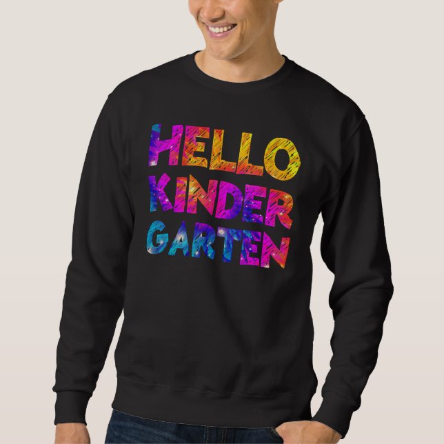 Sweatshirt Hello Kindergarten Team Kinder Retour À La Cravate (Devant)