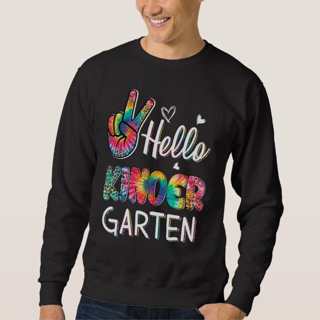 Sweatshirt Hello Kindergarten Tie Dye Leopard Graphic Back To (Devant)