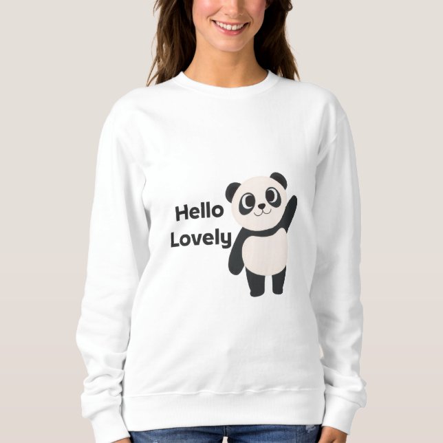 Sweatshirt Hello Lovely – Cute Panda T-Shirt Design | Kawaii  (Devant)