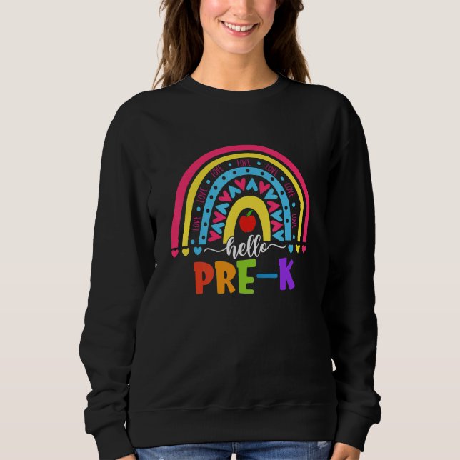 Sweatshirt Hello Pre K Rainbow Team Hello Preschool Rocks Squ (Devant)