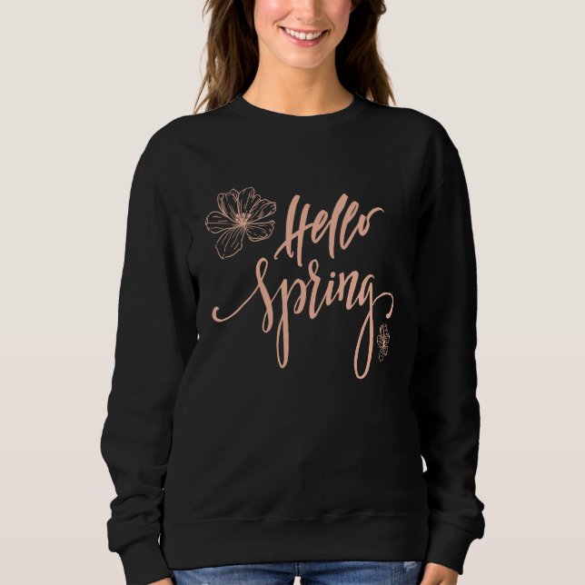 Sweatshirt Hello Spring Minimalist Flower Spring Break (Devant)