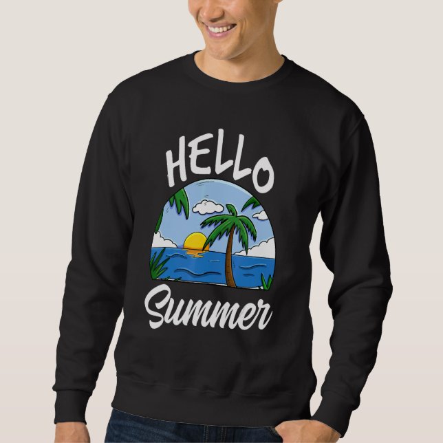 Sweatshirt Hello Summer  Women Beach Adventures Love Sunrise  (Devant)