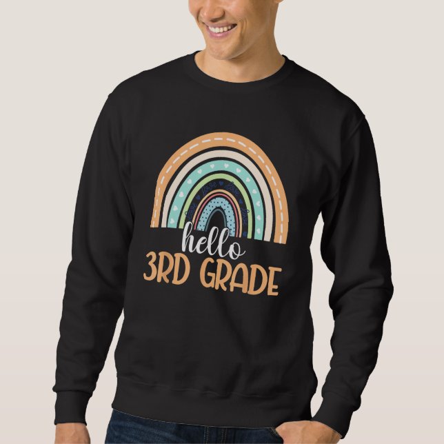 Sweatshirt Hello Third Grade Rainbow Back To School 3rd Grade (Devant)