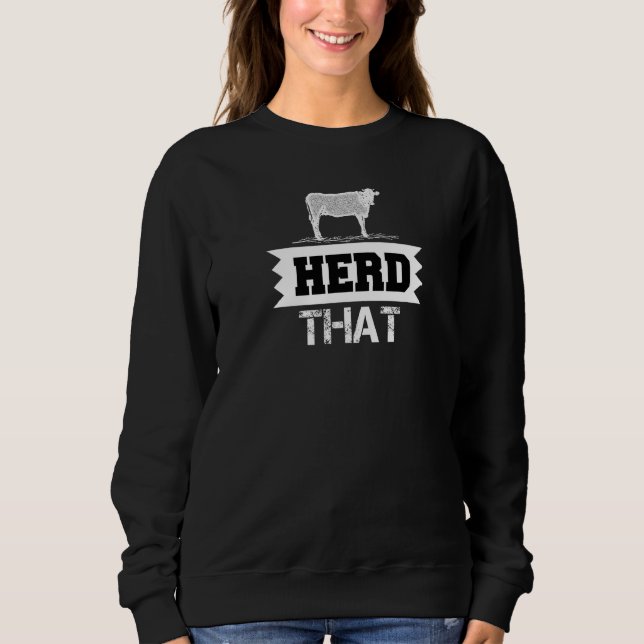 Sweatshirt Herbe Cette Vache ferme animal grande idée (Devant)