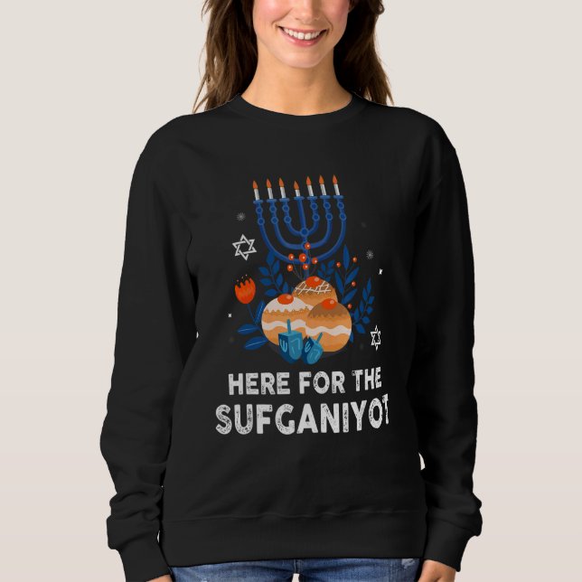 Sweatshirt Here For Sufganiyot  Hanukkah Chanukah Pajama PJs (Devant)