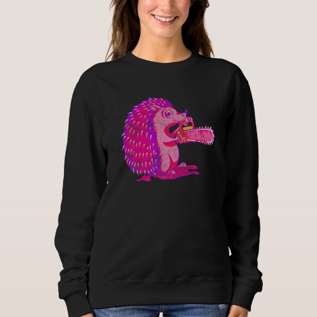 Sweatshirt Hérisson éffrayant Vaporwave Animal Déplaisant Cha (Devant)
