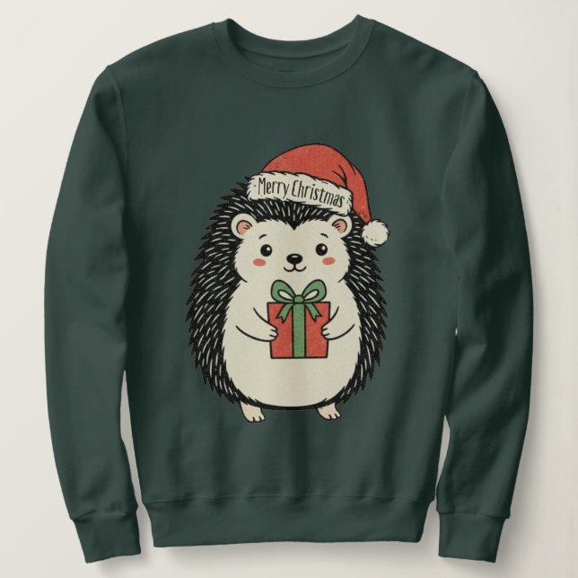 Sweatshirt Hérisson Mignon Joyeux Noël (Design devant)