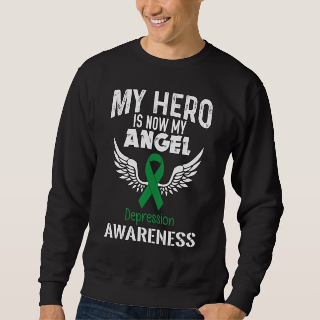 Sweatshirt Hero Now Angel Depression Awareness Supporter Ribb (Devant)