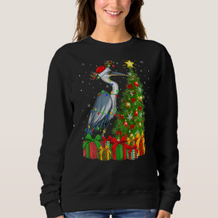 Sweatshirt Heron Bird Xmas Holiday Père Noël Heron Christmas