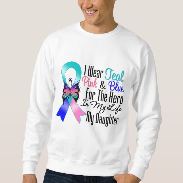 Sweatshirt Héros de ruban de cancer de la thyroïde ma fille (Devant)
