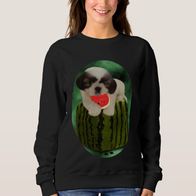 Sweatshirt Heure D'Été Shih Tzu Puppy Profitant Du Goût De W (Devant)