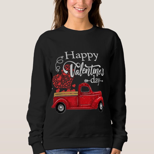 Sweatshirt Heureuse Sainte-Valentin Camion Rouge Pickup Rouge (Devant)