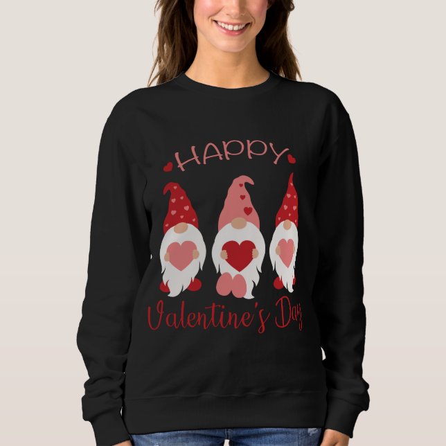 Sweatshirt Heureuses Saintes-Valentin Gnomes Red Plaid Hearts (Devant)