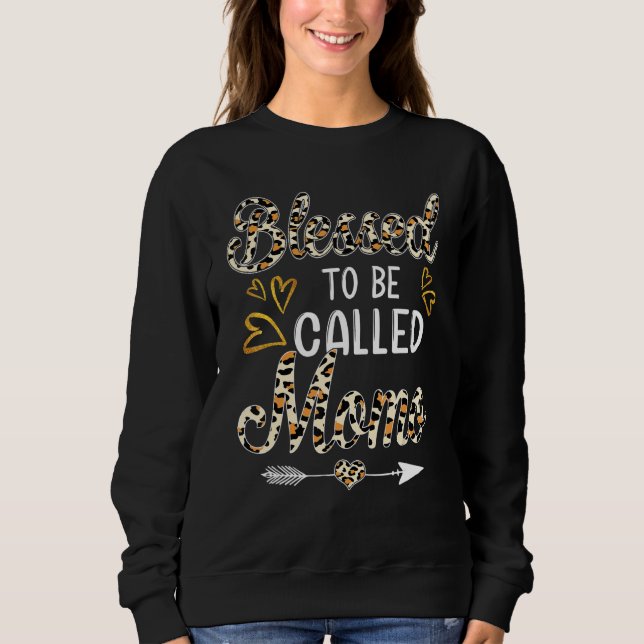 Sweatshirt Heureux D'Être Appelé Momo Cute Leopard Coeurs (Devant)