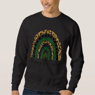Sweatshirt Heureux Go Lucky St Patrick Jour Leopard Rainbow S