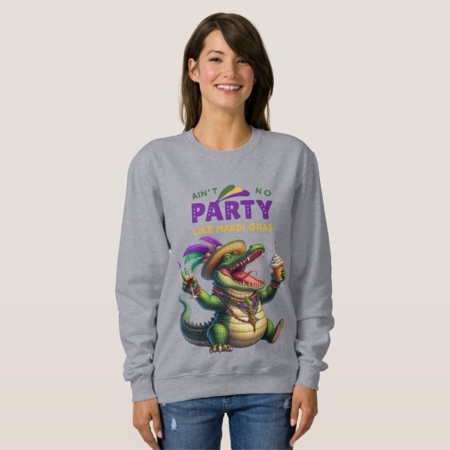 Sweatshirt Heureux Mardi Gras Alligator (Devant entier)