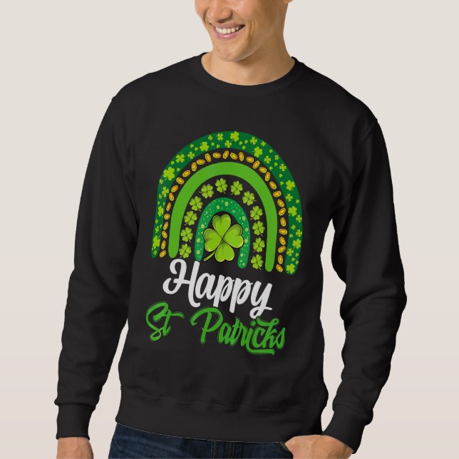 Sweatshirt Heureux St patrick irlandais chanceux Shamrock arc (Devant)