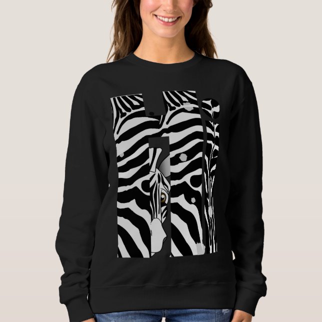 Sweatshirt "Hi" Zebra Black/White Stripes Abstrait tendance (Devant)