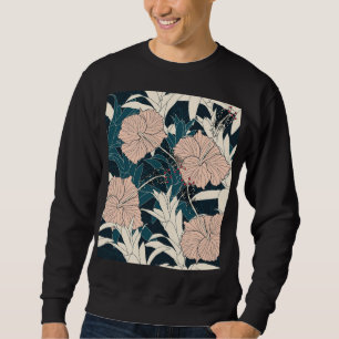 Sweatshirt Hibiscus rose tropical, arrière - plan sombre