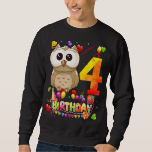 Sweatshirt Hibou 4 ans Enfants 4e Hibou Anniversaire