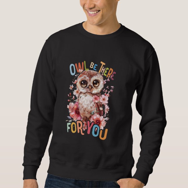 Sweatshirt hibou avec des fleurs chouettes chouettes oiseau v (Devant)