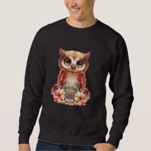 Sweatshirt hibou avec des fleurs chouettes chouettes oiseau v