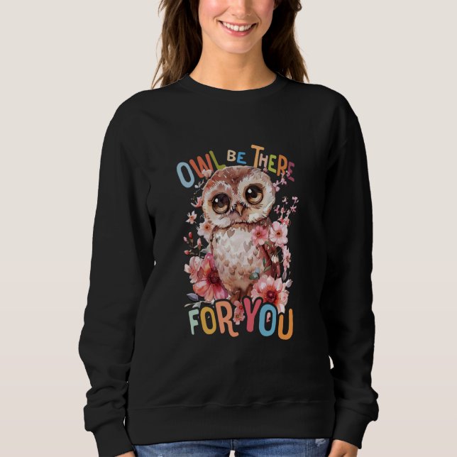 Sweatshirt hibou avec des fleurs chouettes chouettes oiseau v (Devant)