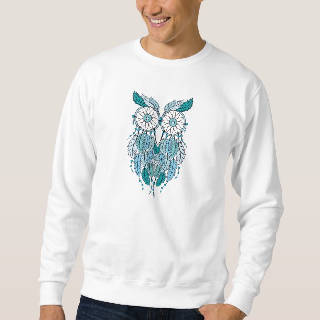 Sweatshirt hibou bleu de dreamcatcher (Devant)