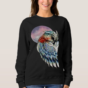 Sweatshirt Hiboux à cornes géants mignons artistiques et lune