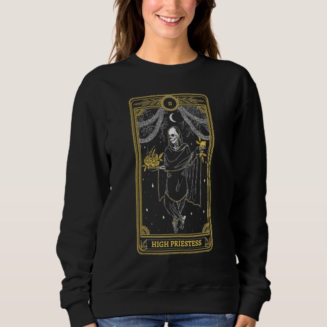 Sweatshirt High Priestess Tarot Card Occult Gothic Astrology  (Devant)