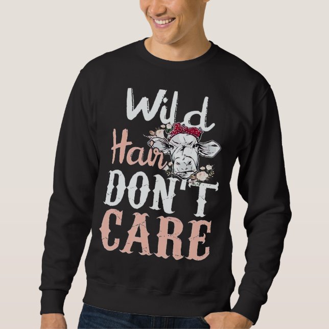 Sweatshirt Highland Cow Wild Hair Don't Care (Devant)
