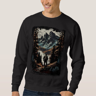 Sweatshirt Hiking camping mountains sunset hiker retro 70s vi