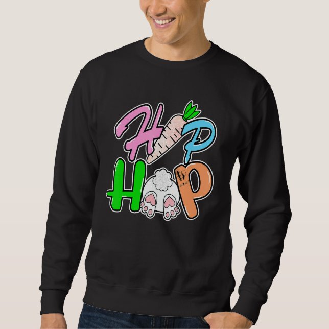 Sweatshirt Hip hop de Pâques Carrot Hoppy (Devant)