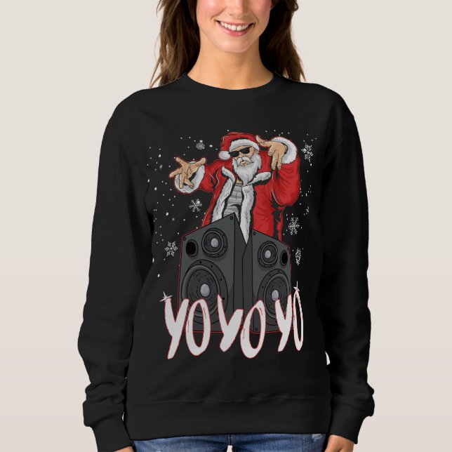 Sweatshirt Hip hop Père Noël Gangster Rap Noël Yo Yo Y (Devant)