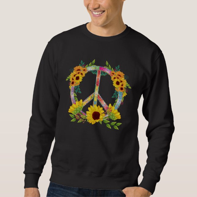 Sweatshirt Hippie Daisy Peace Sign Sunflower Retro Flower (Devant)