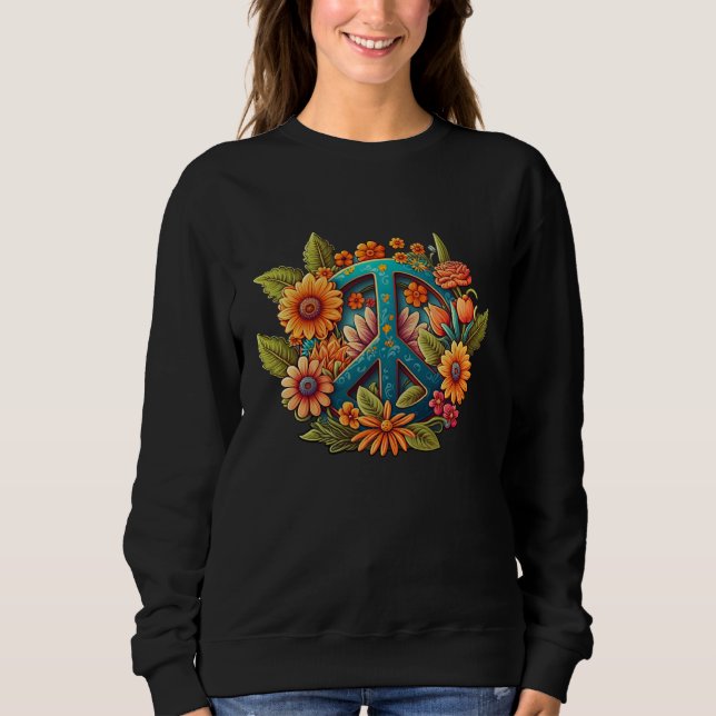 Sweatshirt Hippie Groovy 70 s Hippy Peace Sign Graphic Womens (Devant)