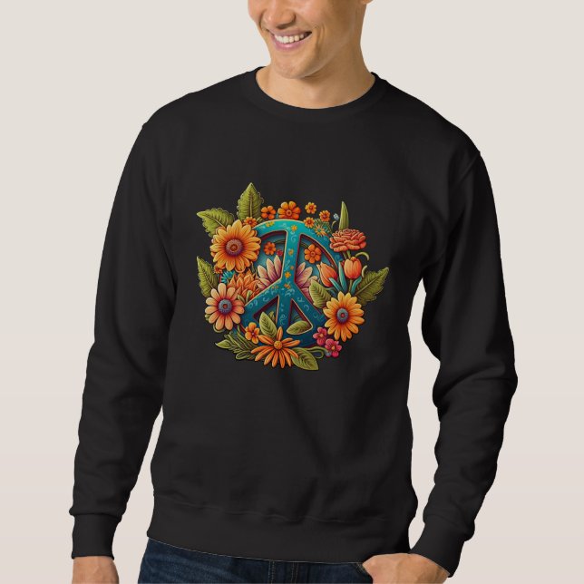 Sweatshirt Hippie Groovy 70 s Hippy Signe de Paix Graphique F (Devant)