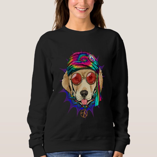 Sweatshirt Hippie Labrador Retriever Tie Dye Peace Sign Psych (Devant)