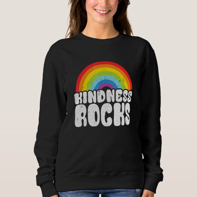 Sweatshirt Hippie Retro Teacher Anti Bullying Rainbow Kindnes (Devant)